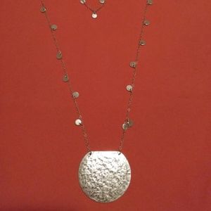 Silver Layered Necklace with Pendant